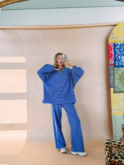 feeling fuzzy oversized top - royal blue