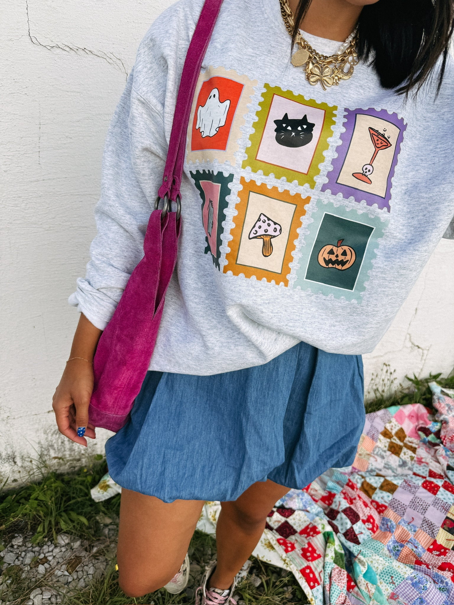 ETTA OG | halloween stamps sweatshirt - ash
