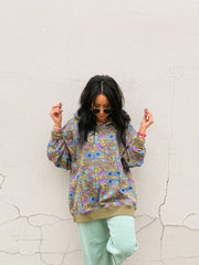 flower power oversized sweatshirt - olive