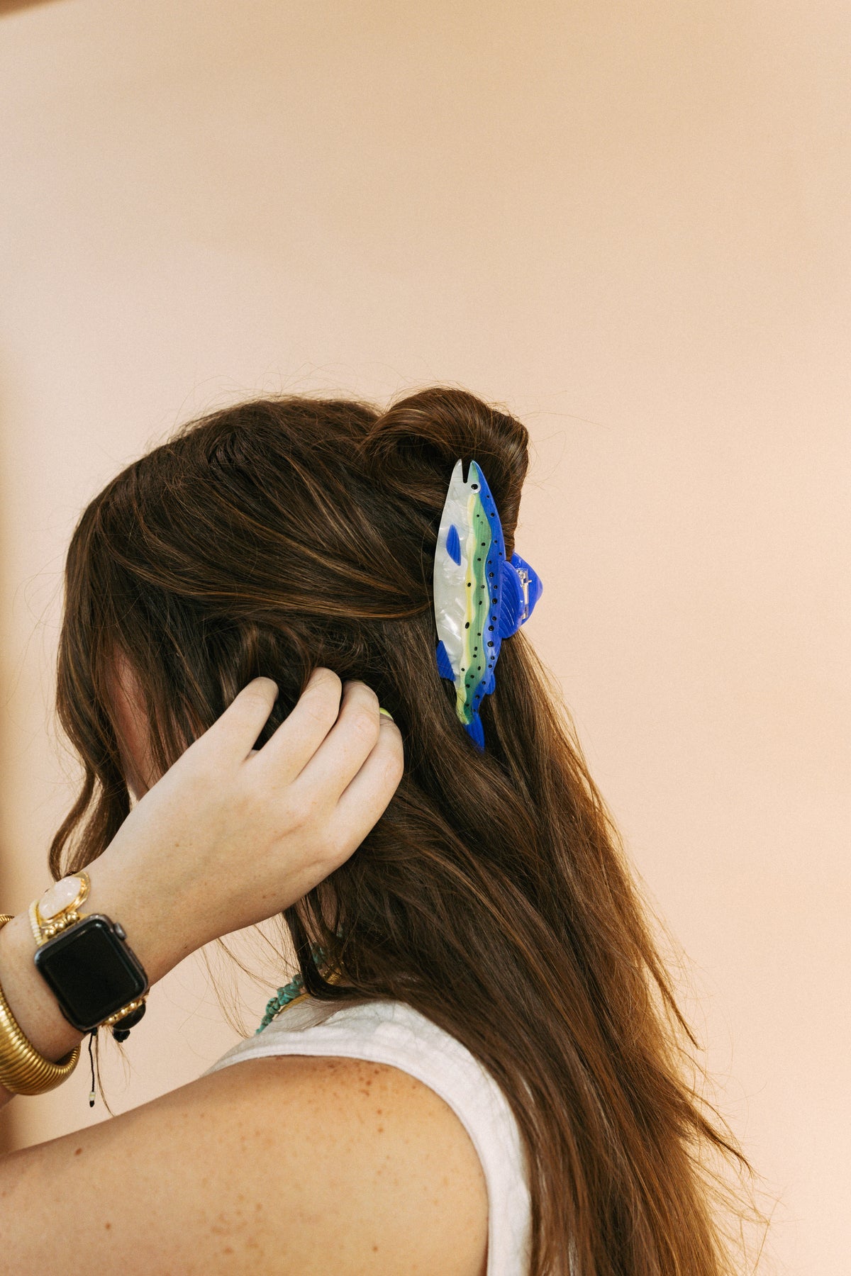 gone fishin hair clip - blue