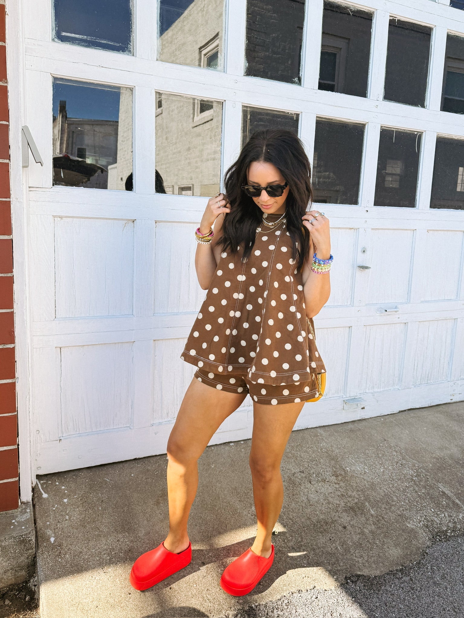 cocoa butter polka dot top