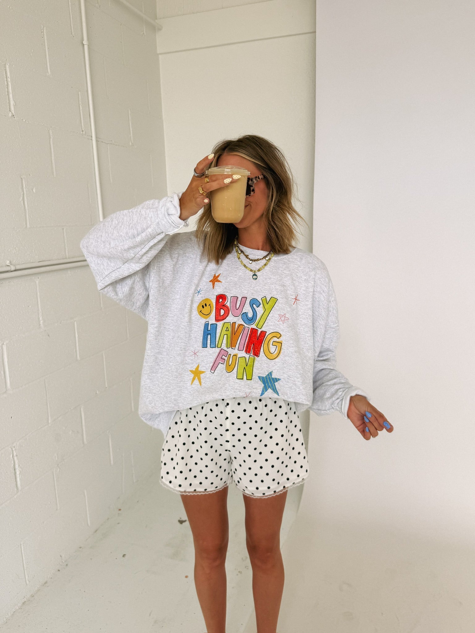 ETTA OG | busy having fun sweatshirt - ash