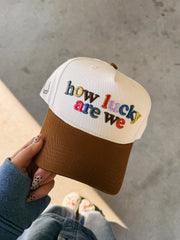 ETTA OG | how lucky are we trucker hat - brown / multi