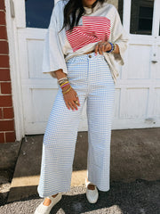 good news gingham pants - blue