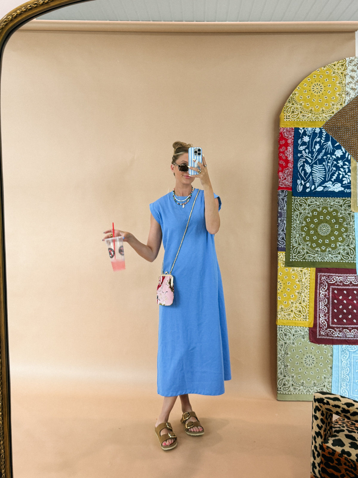 coastal tshirt dress - blue