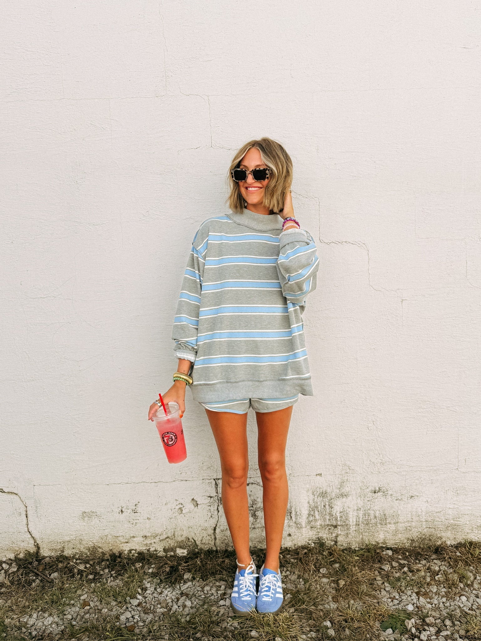 dolphin stripe mock neck
