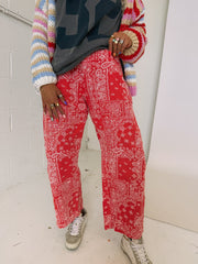 glory days bandana jeans - red