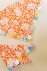HANDMADE | sequin bandana scarf - orange / white