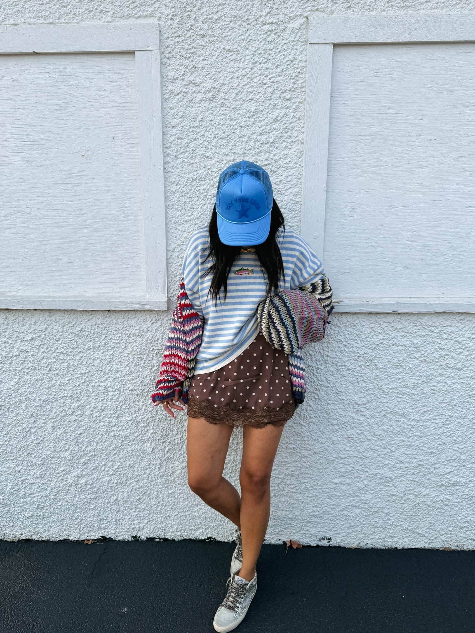 fishy stripe sweater - blue