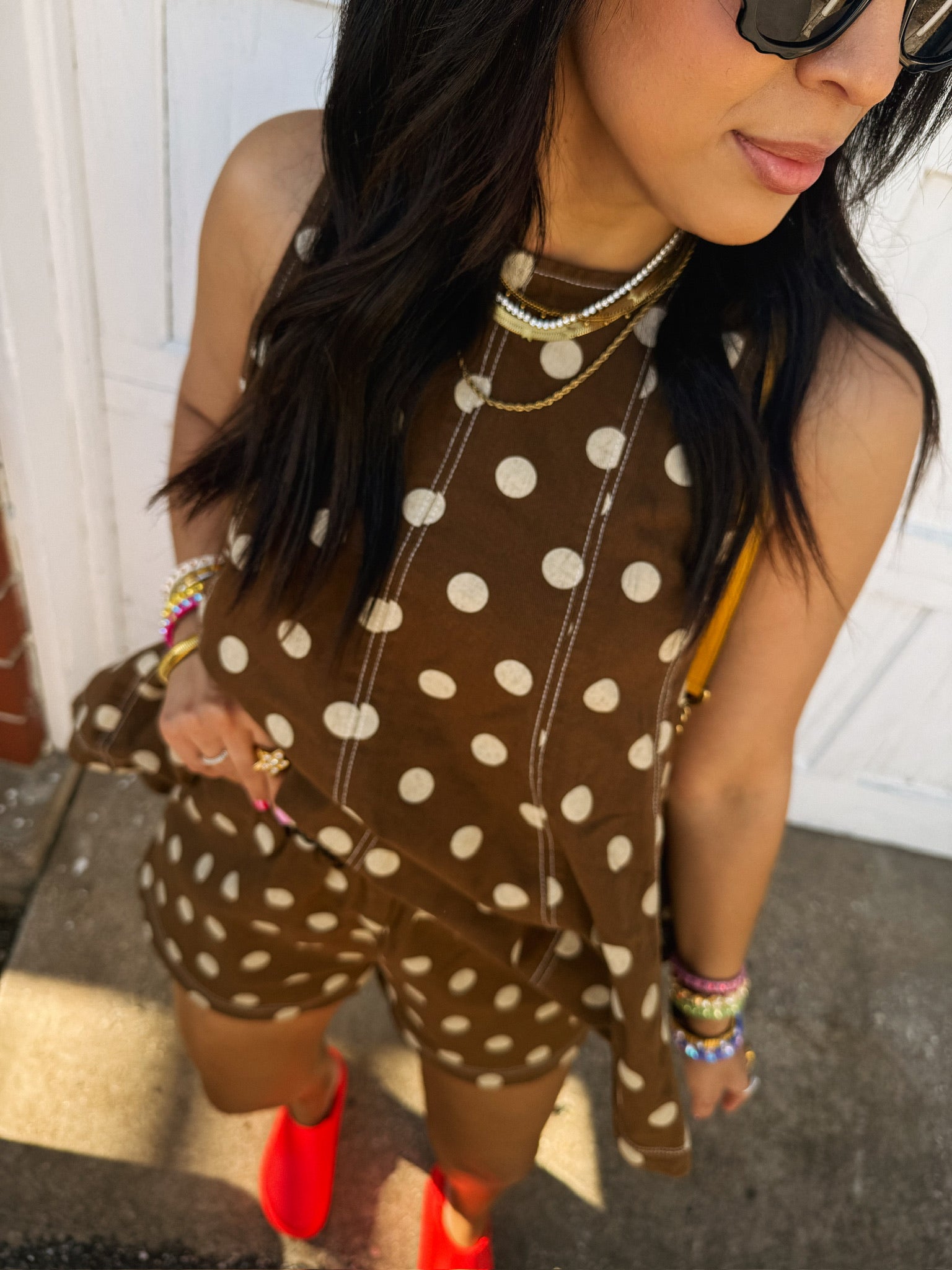 cocoa butter polka dot top