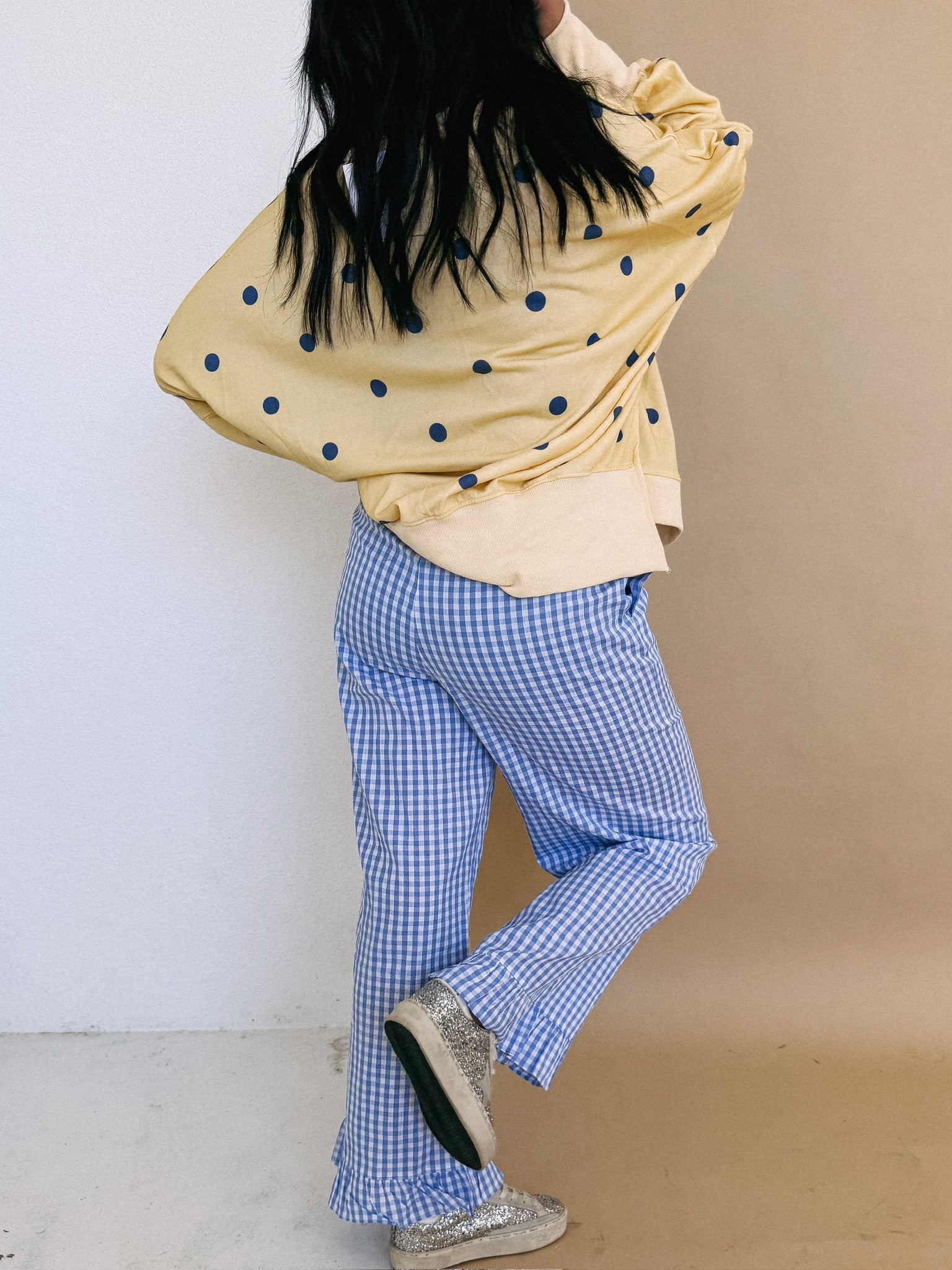 girly gingham pants - light blue