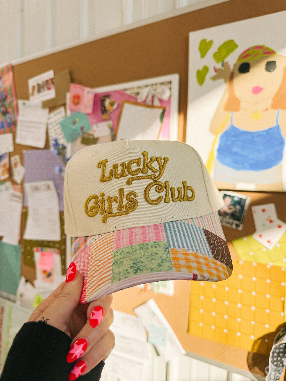 ETTA OG | lucky girls club trucker hat - patchwork