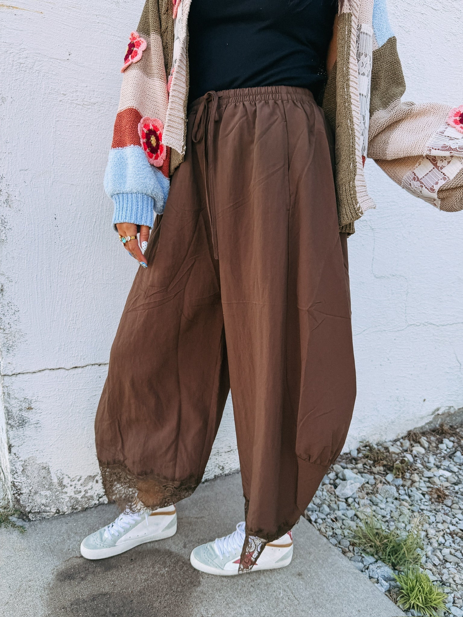 boho bloomer pants - brown