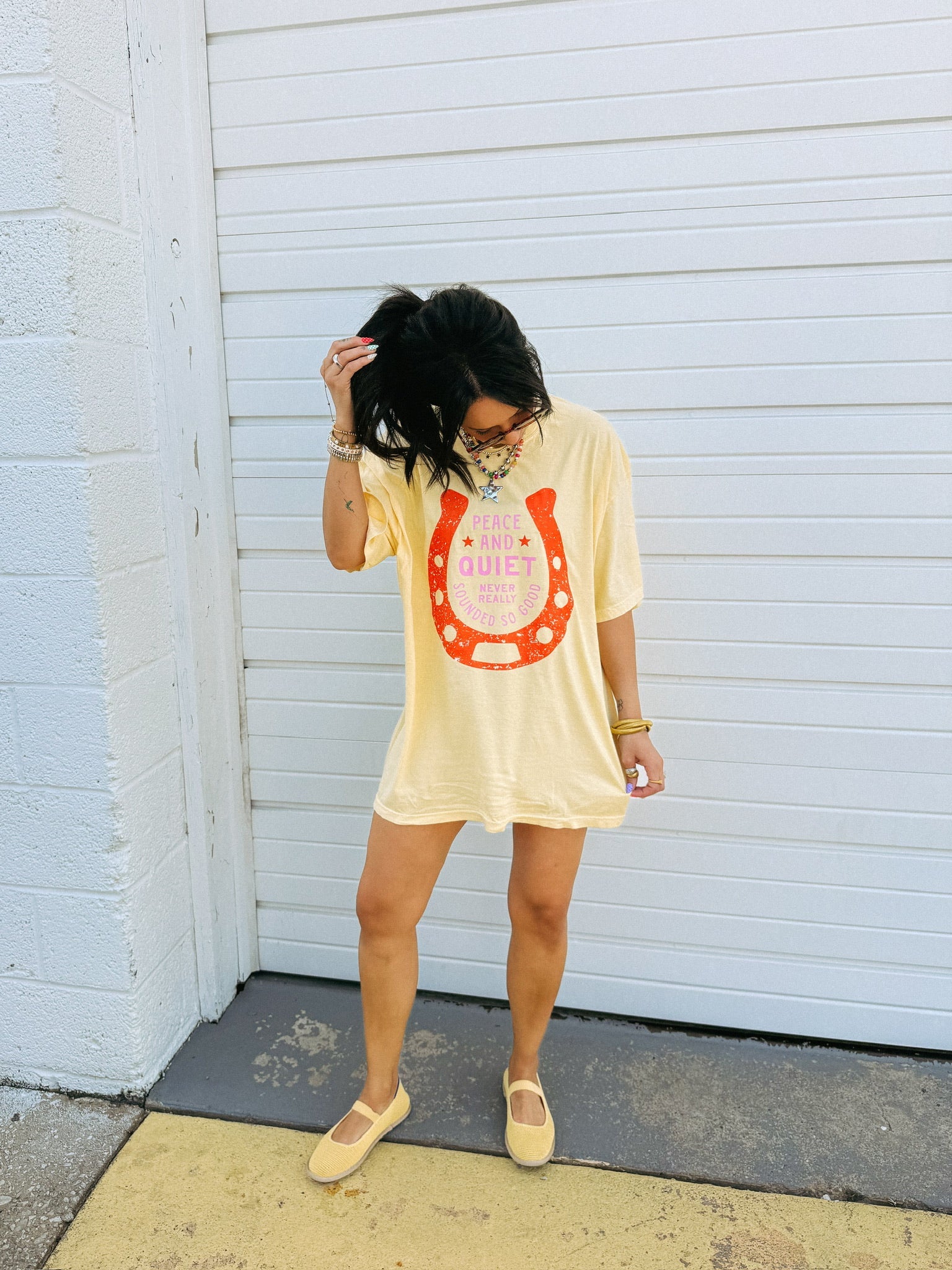 ETTA OG | peace and quiet graphic tee - butter yellow
