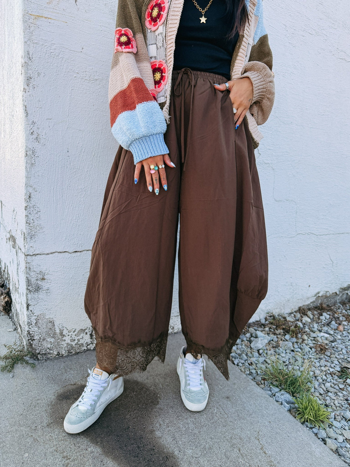 boho bloomer pants - brown