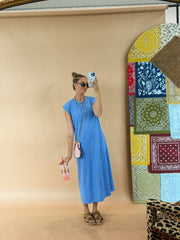 coastal tshirt dress - blue