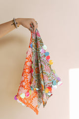 HANDMADE | sequin bandana scarf - mint / pink