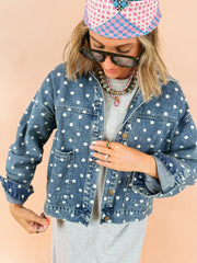 dipped in dots denim jacket