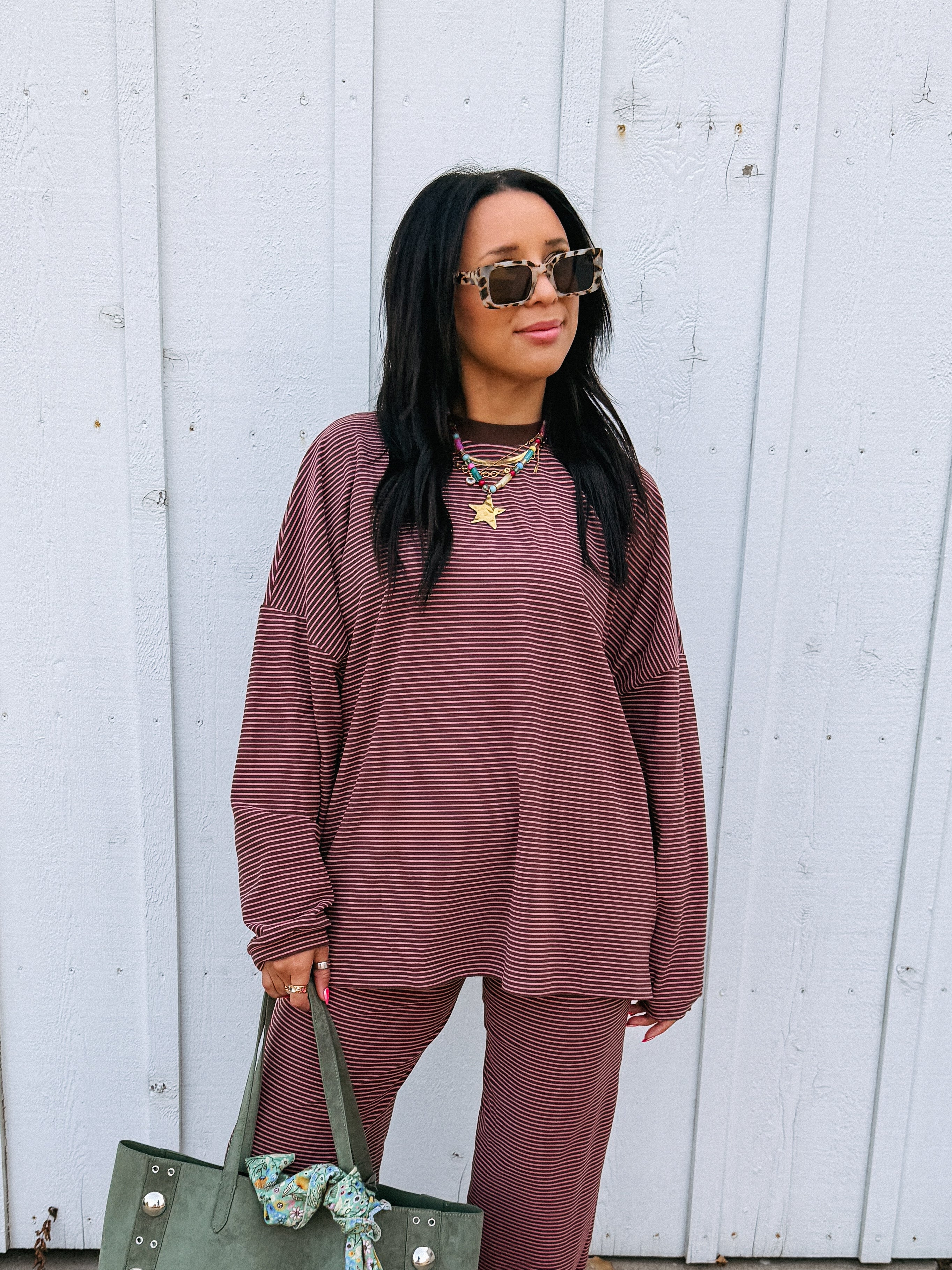 feeling fuzzy oversized top - pink / brown