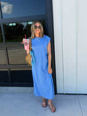 coastal tshirt dress - blue