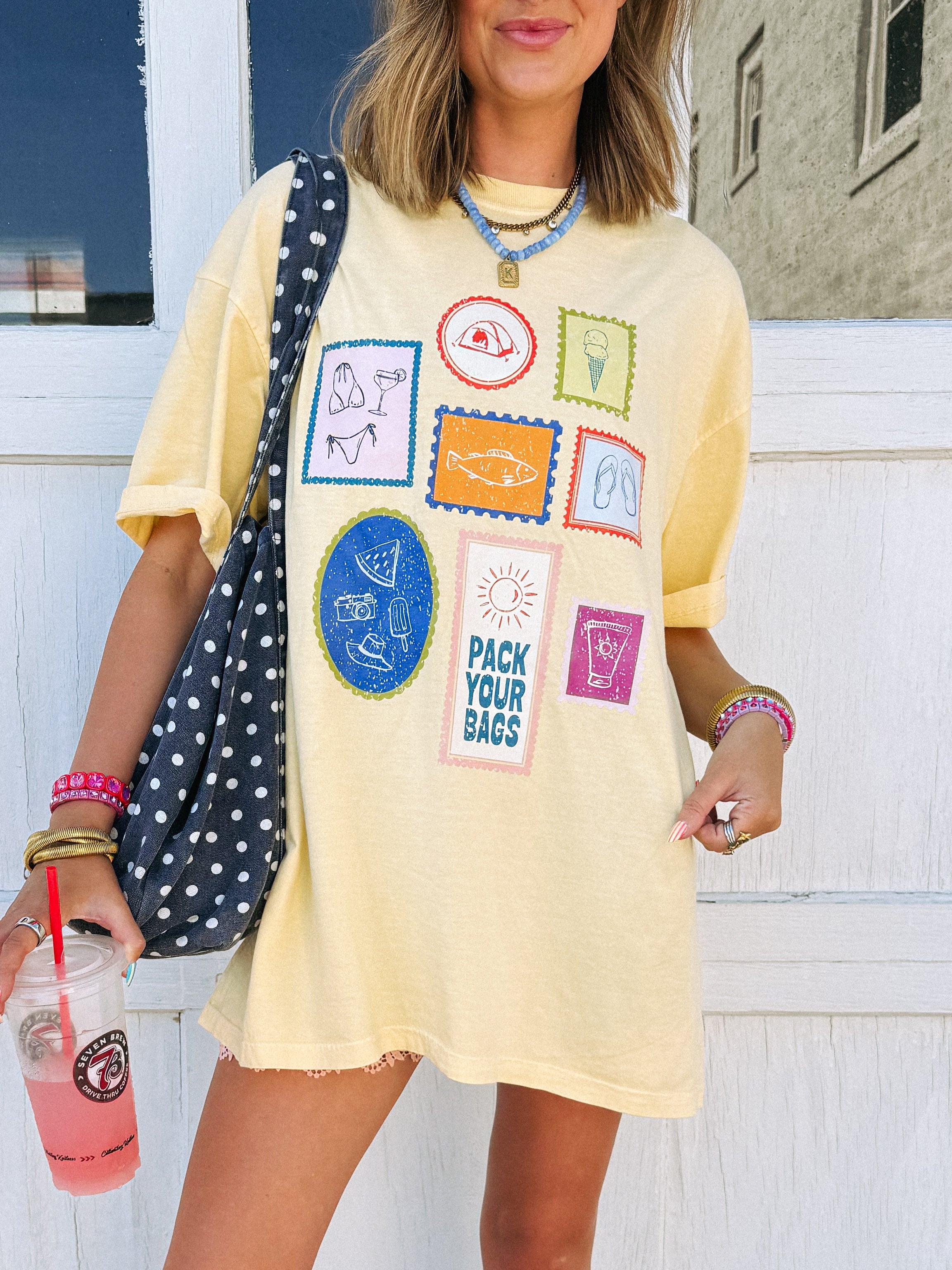 ETTA OG | pack your bags postcard graphic tee - butter yellow