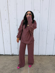 feeling fuzzy lounge pants - pink / brown