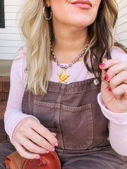 beljoy | barb & star necklace - silver with gold star