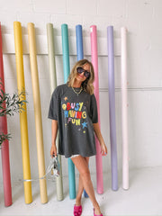 ETTA OG | busy having fun graphic tee - charcoal