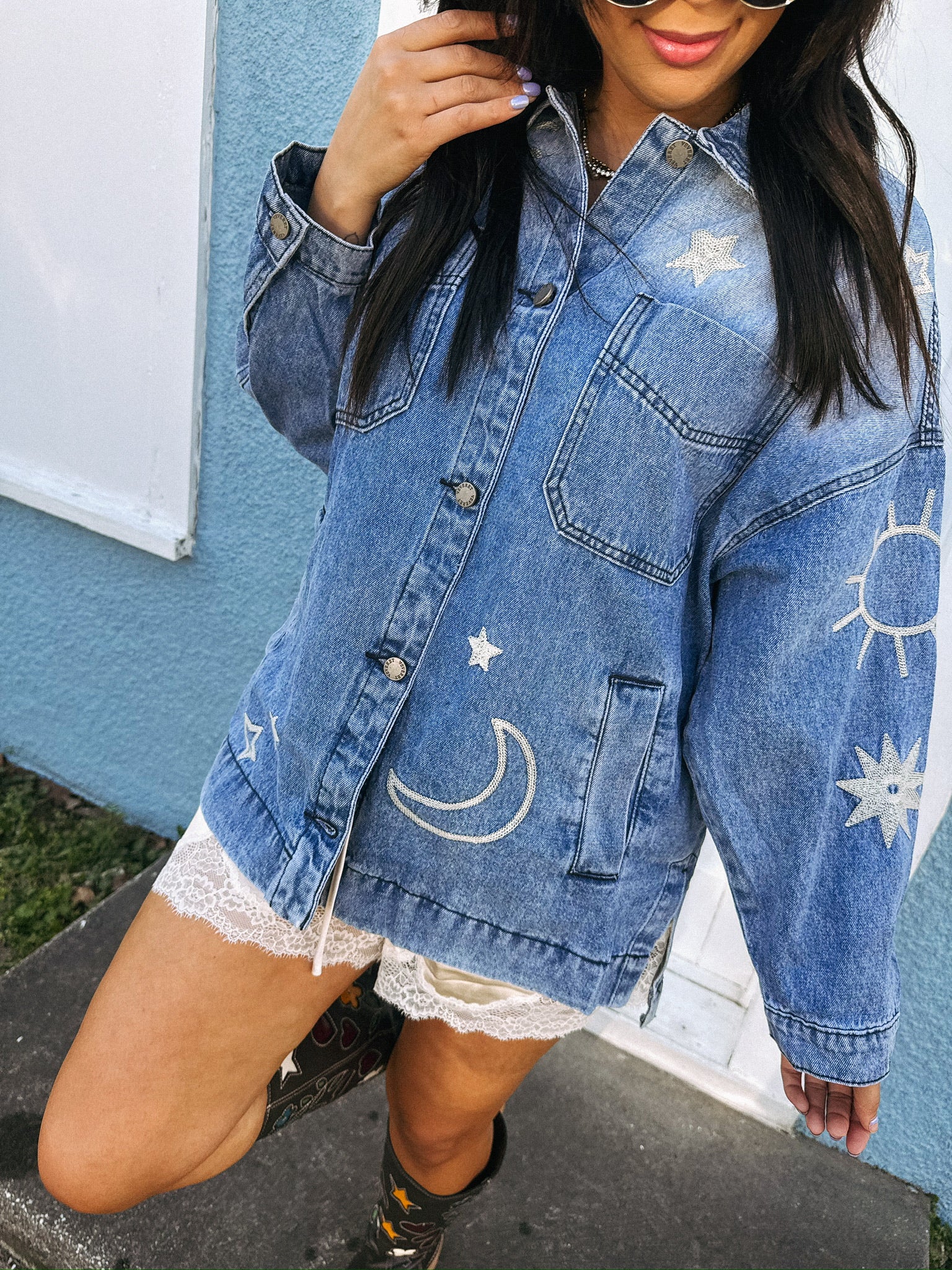 celestial dreams denim jacket