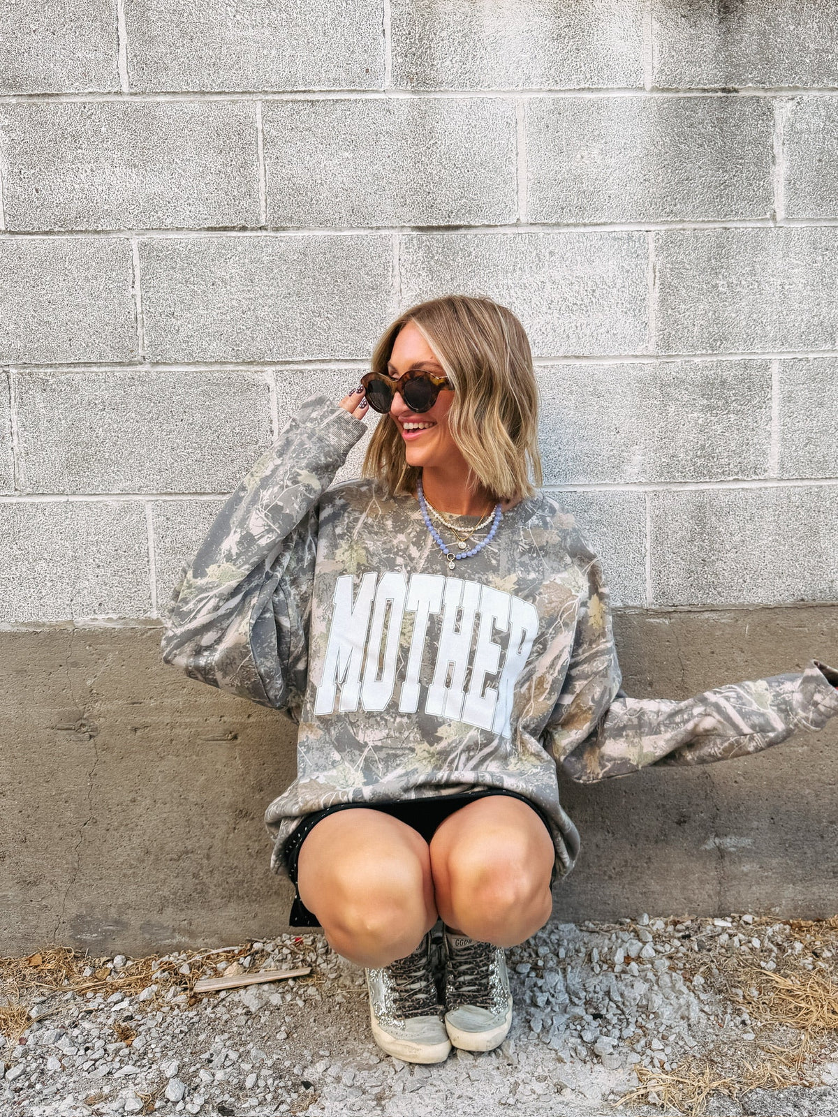 ETTA OG | varsity mother camo sweatshirt - white