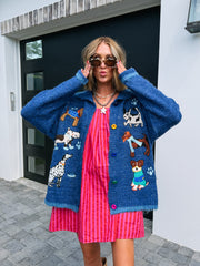 DAVI & DANI | puppy party cardigan - blue (PREORDER)