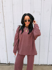 feeling fuzzy oversized top - pink / brown