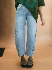 azalea eyelet barrel jeans