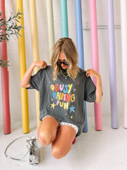 ETTA OG | busy having fun graphic tee - charcoal