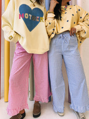 girly gingham pants - light pink