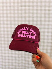 ETTA OG | dilly dallying trucker hat - burgundy / pink