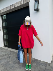 DAVI & DANI | oversized tshirt dress - watermelon red