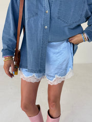 easy on me lace shorts - blue