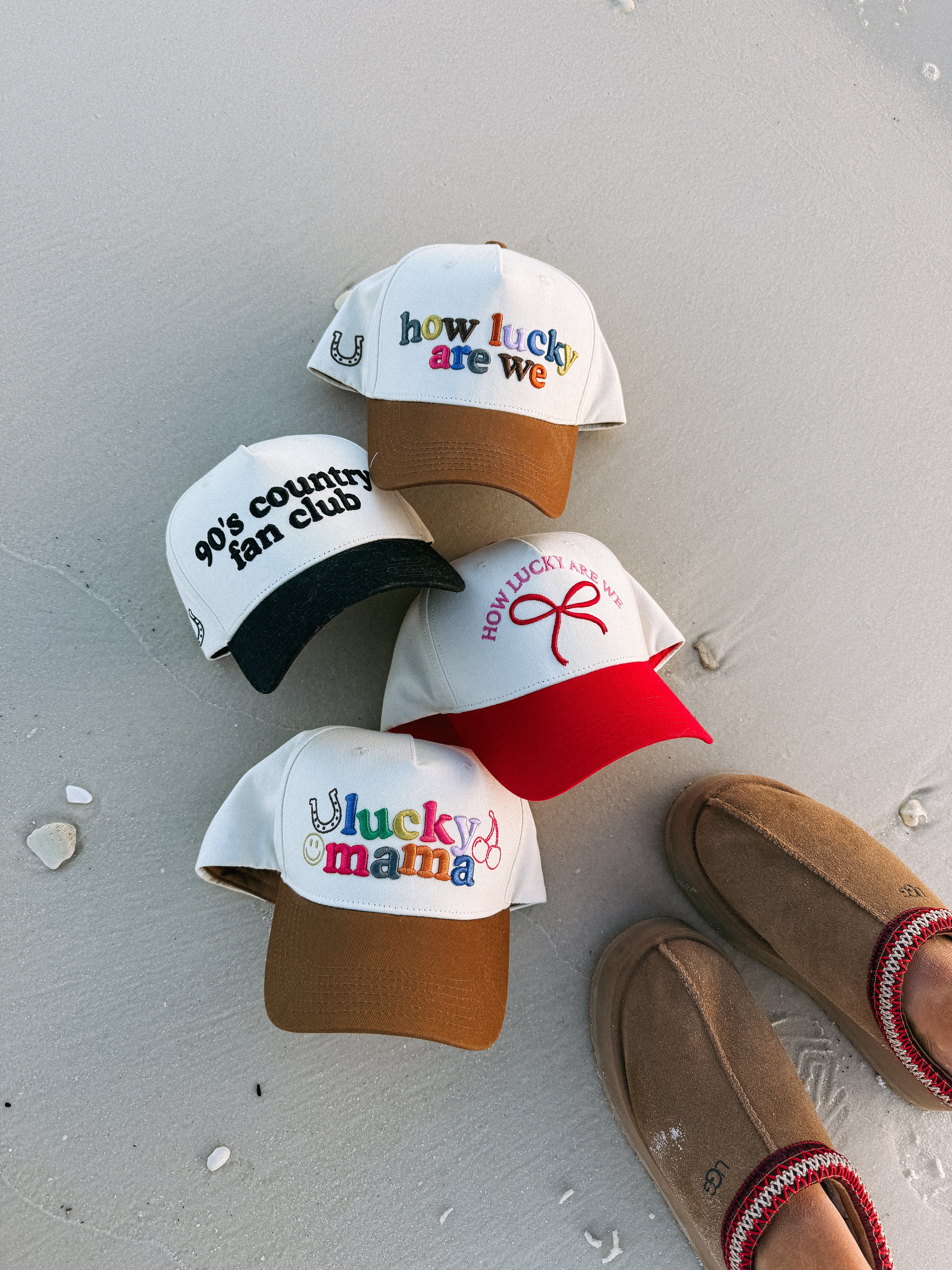 ETTA OG | how lucky are we trucker hat - brown / multi