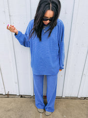 feeling fuzzy oversized top - royal blue
