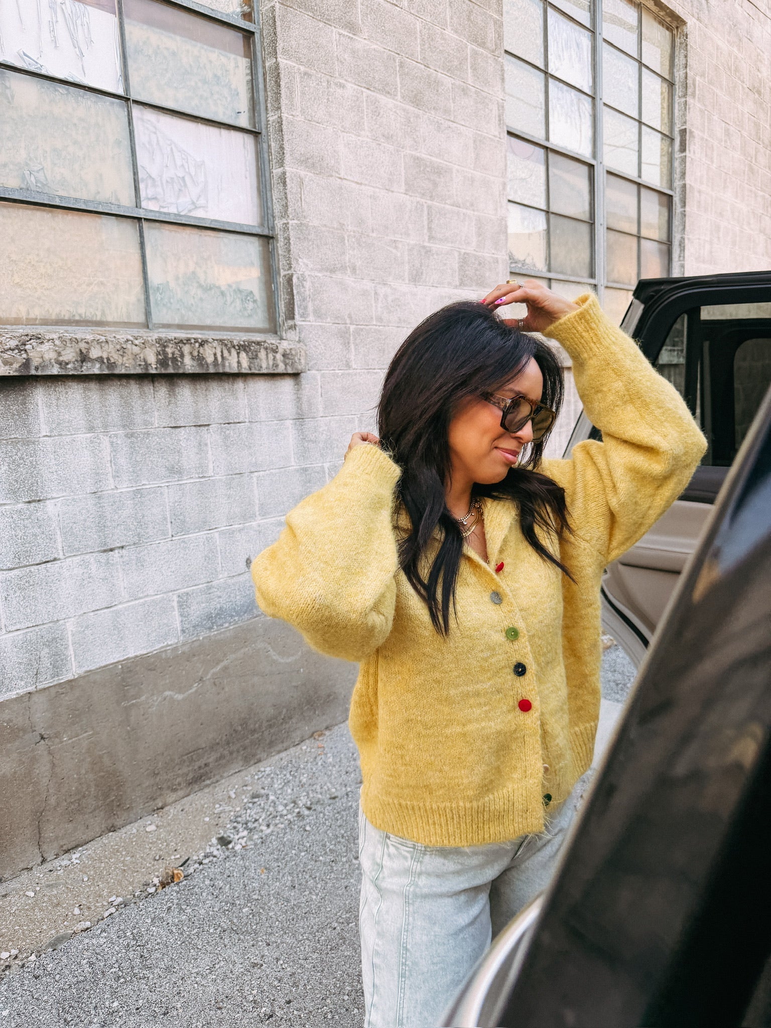 cute as a button cardigan - yellow