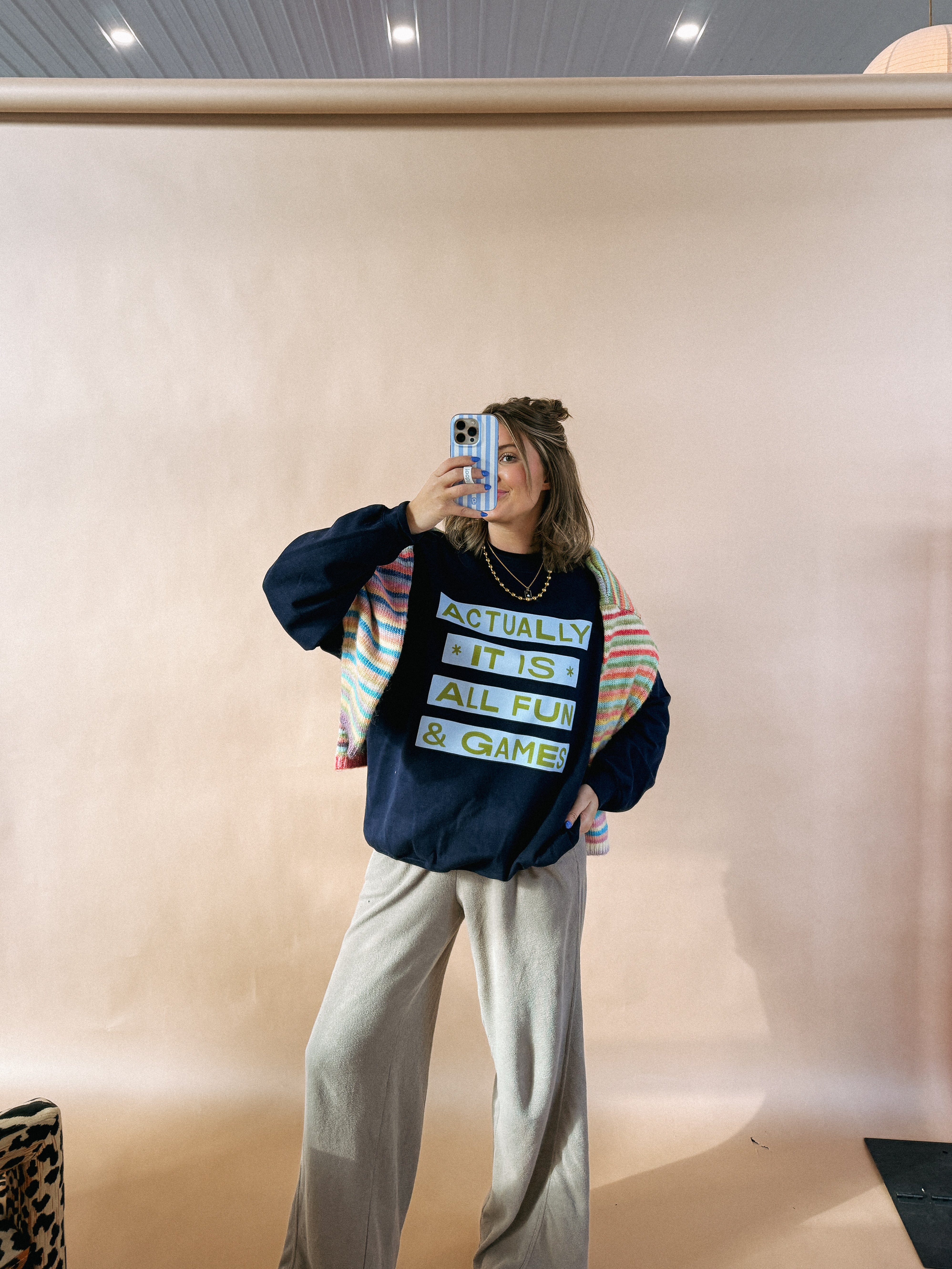 ETTA OG | all fun and games sweatshirt - navy