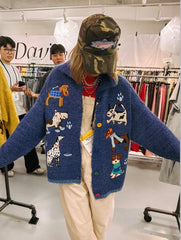 DAVI & DANI | puppy party cardigan - blue (PREORDER)
