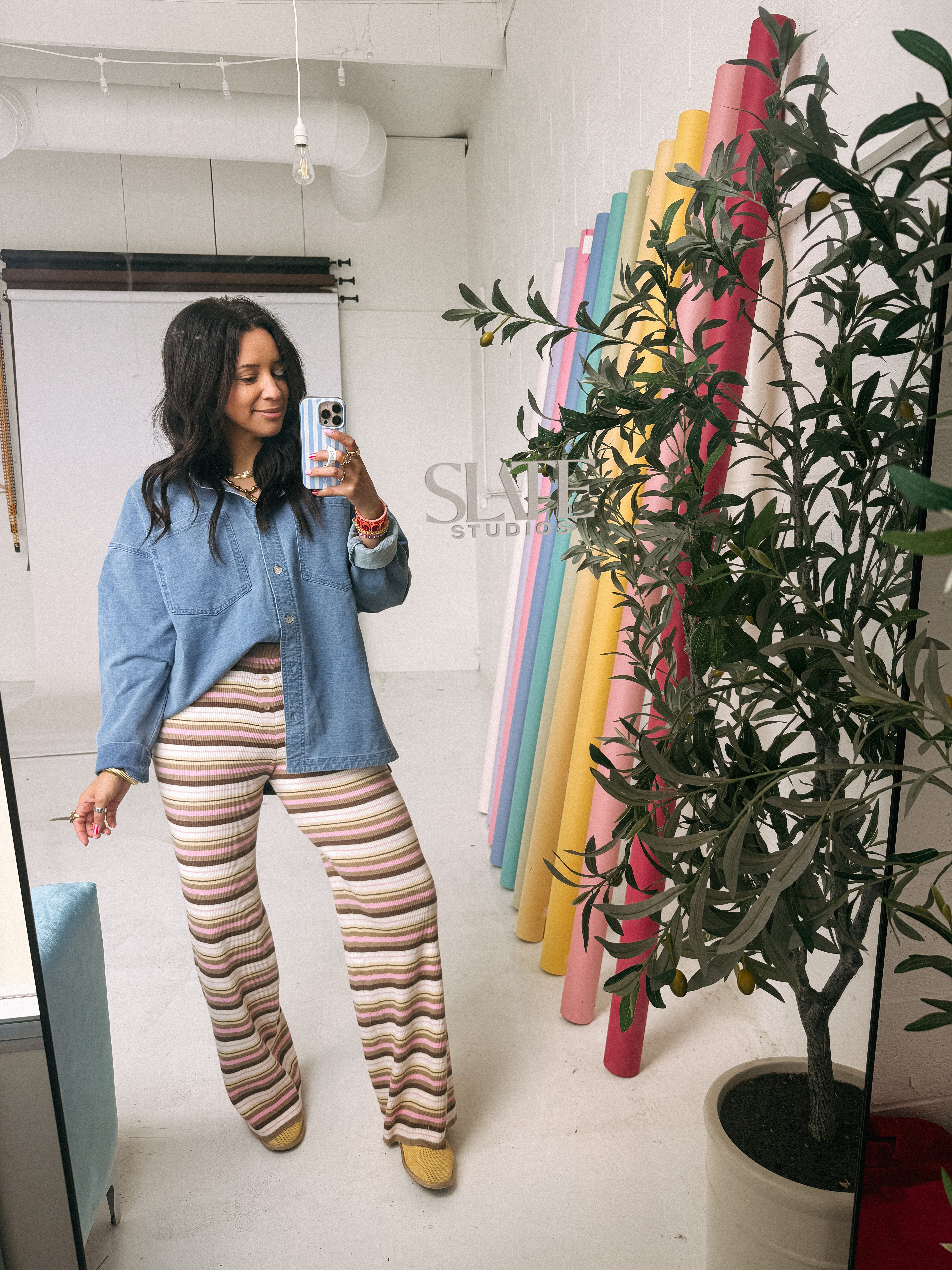 hazelnut stripe comfy pants