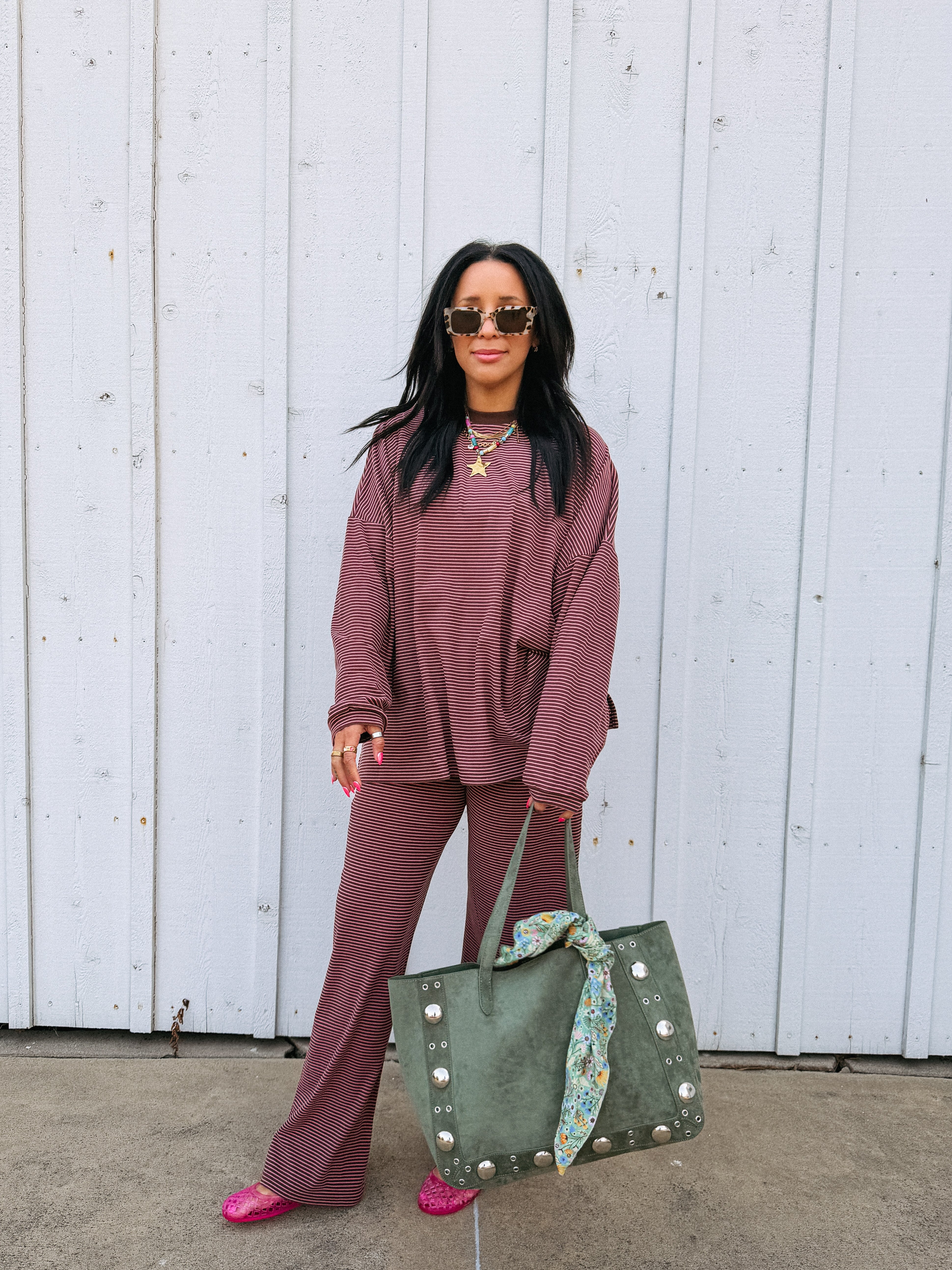 feeling fuzzy lounge pants - pink / brown