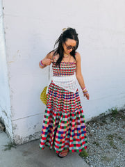 afterparty plaid maxi dress
