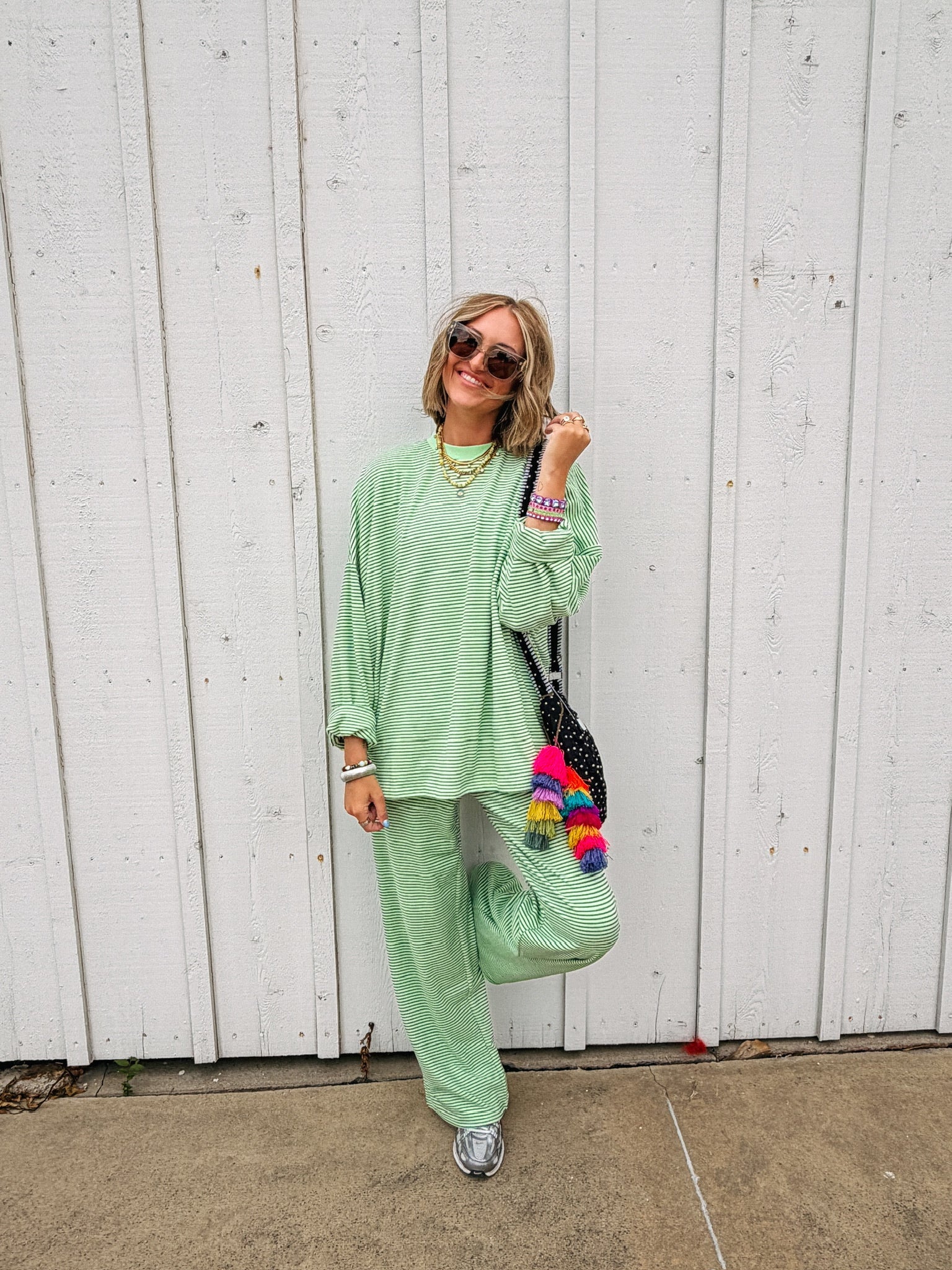 feeling fuzzy oversized top - lime