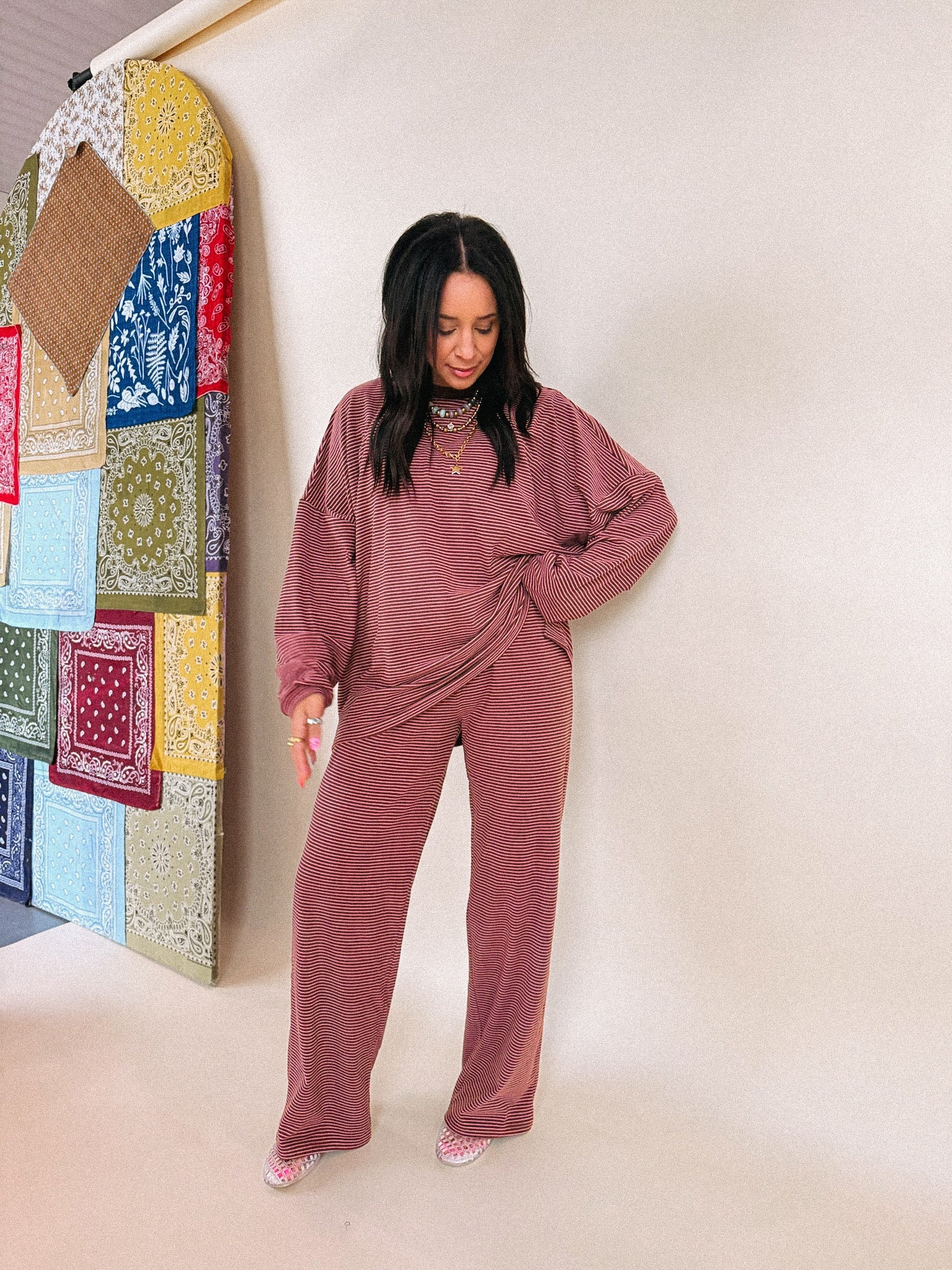 feeling fuzzy oversized top - pink / brown