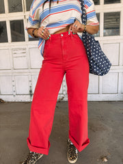 DAZE | far out cherry wide leg jeans