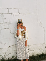 all falls down floral midi skirt
